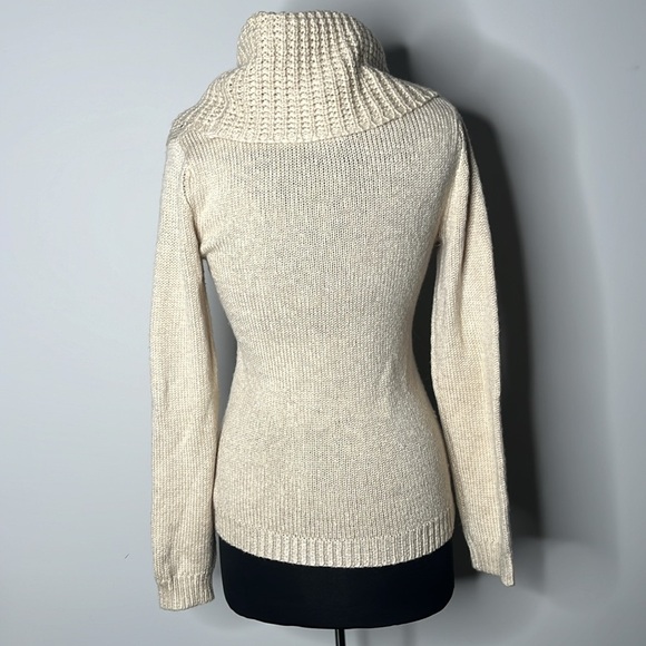 Anthropologie Angel of the North Tan Waffle Knit Cowl Neck Sweater Size M - Picture 3 of 7